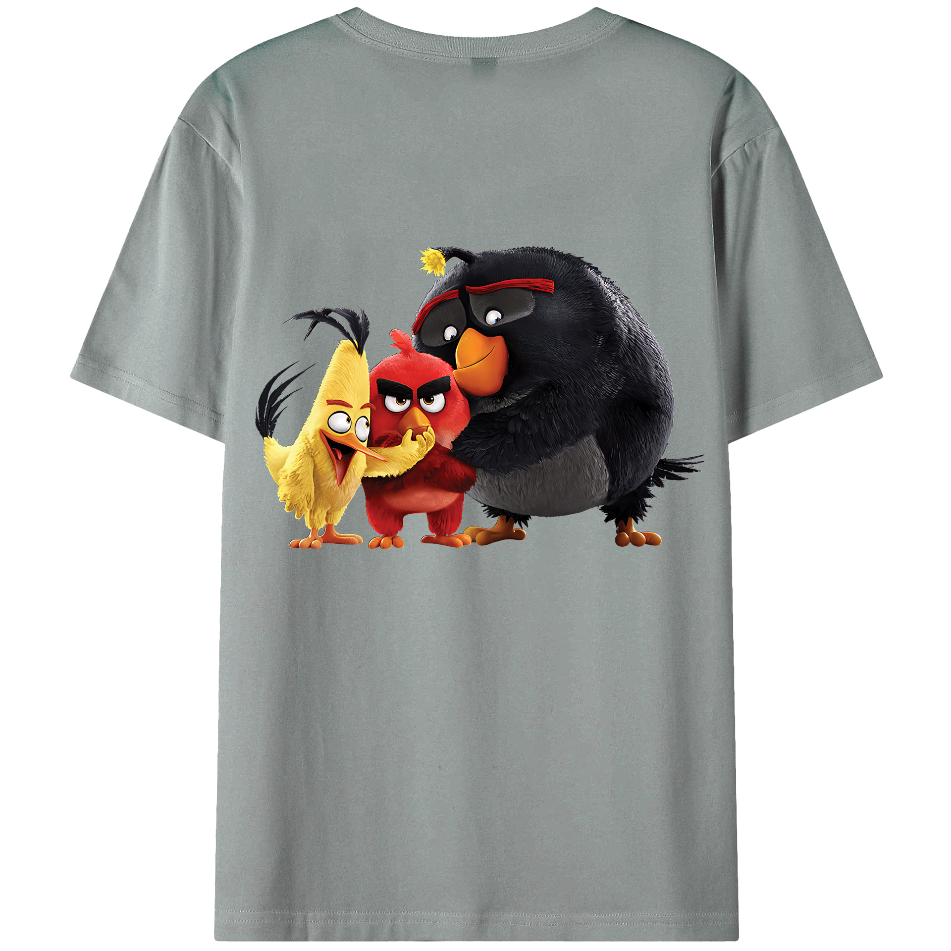 （画像用） Angry Birds アングリーバード 綿100％ メンズ半袖Tシャツ（バックプリント） 通気性